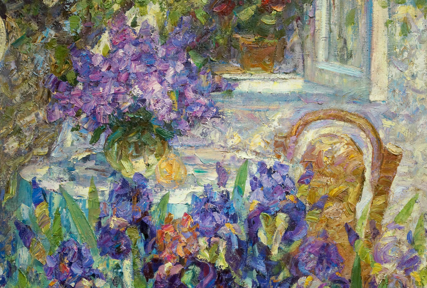 Oil painting Flowering yard Smirnov Evgeny Vladimirovich