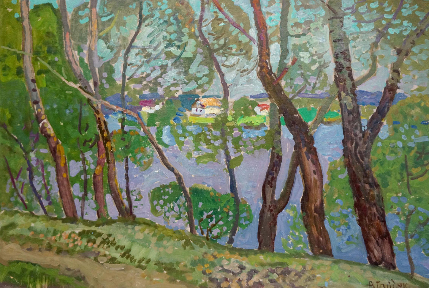 Oil painting Village landscape Gaiduk Viktor Kirillovich