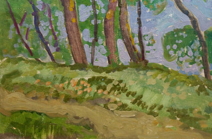 Viktor Kirillovich Gaiduk's oil painting captures the essence of a village landscape
