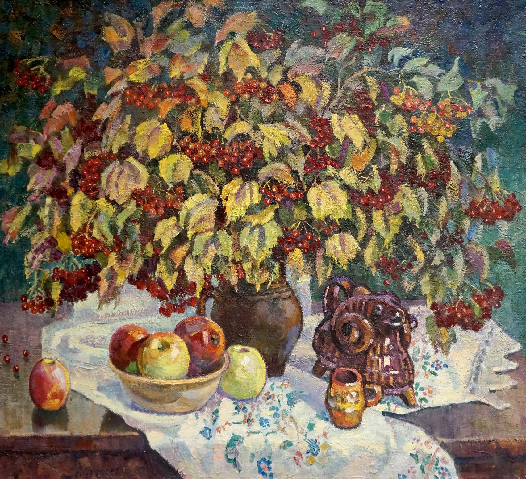 Oil painting Red viburnum Syrovatka Dmitry Matveevich