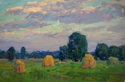 Oil painting Haystacks Fomin Anatoly Nikiforovich