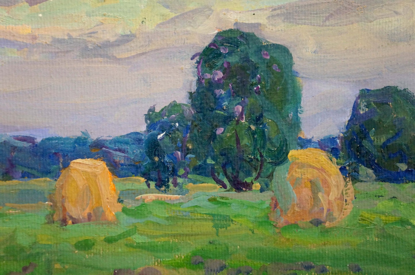 Oil painting Haystacks Fomin Anatoly Nikiforovich