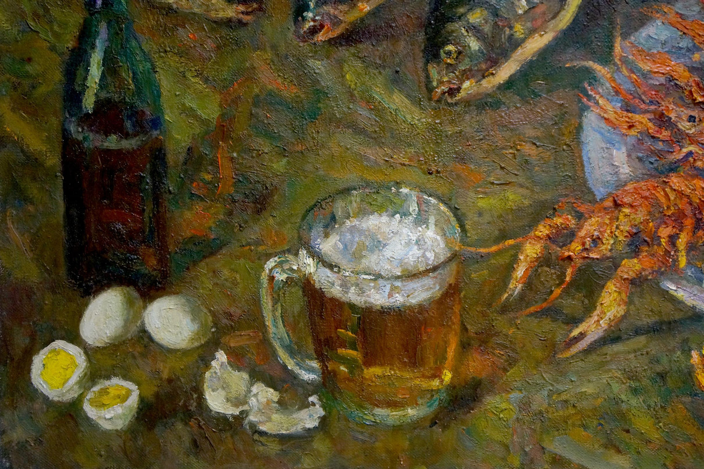 Oil painting Still life with fish Pinkhosovich Boris Anisimovich