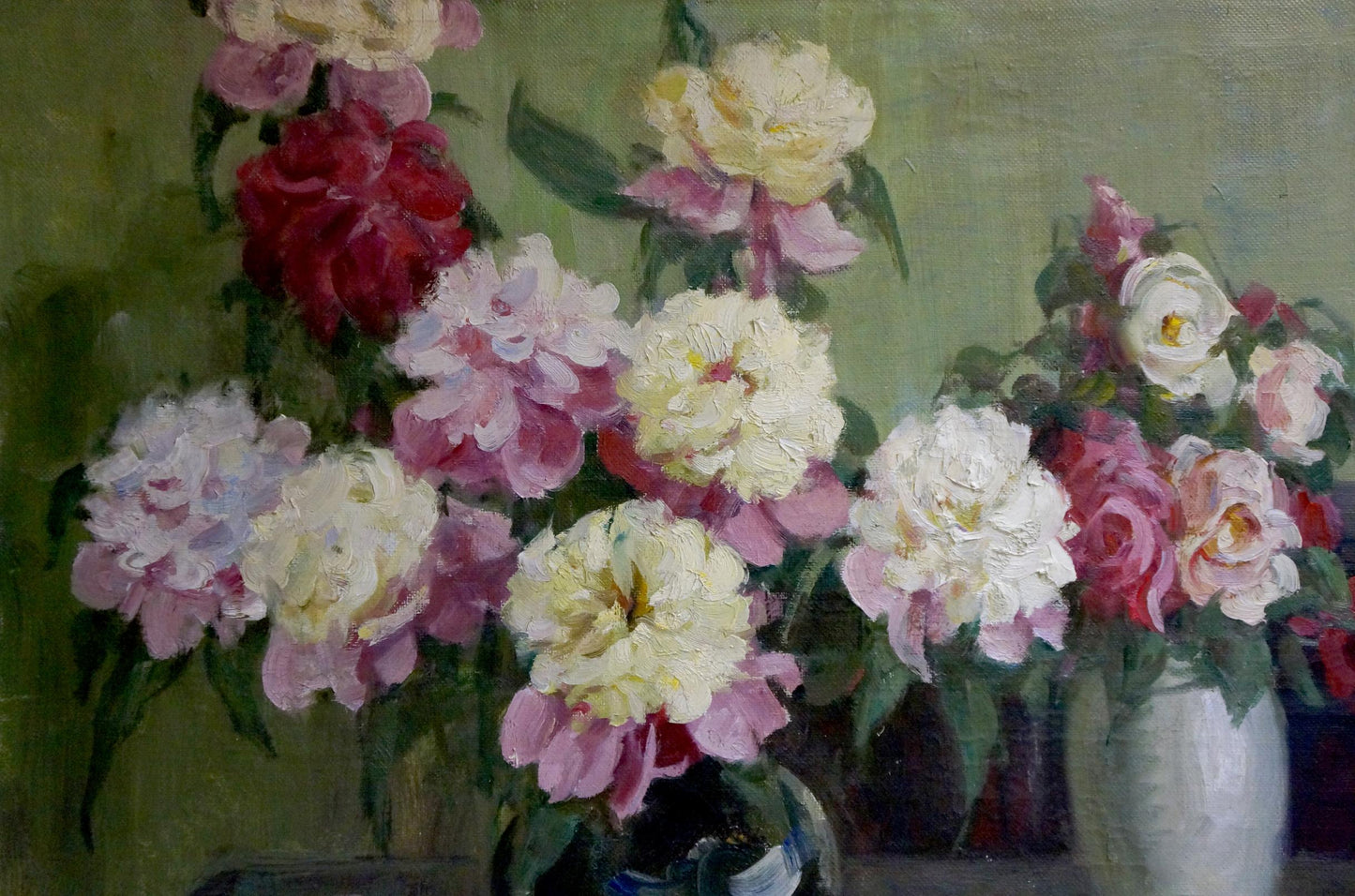 Oil painting Morning flowers with apples Unknown artist