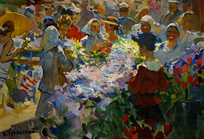 Oil painting On the market Turansky Alexander Alekseevich