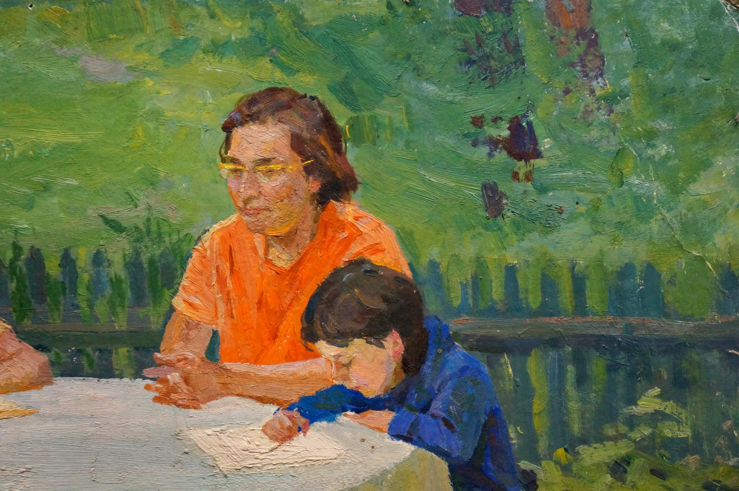 Oil painting Family at the table