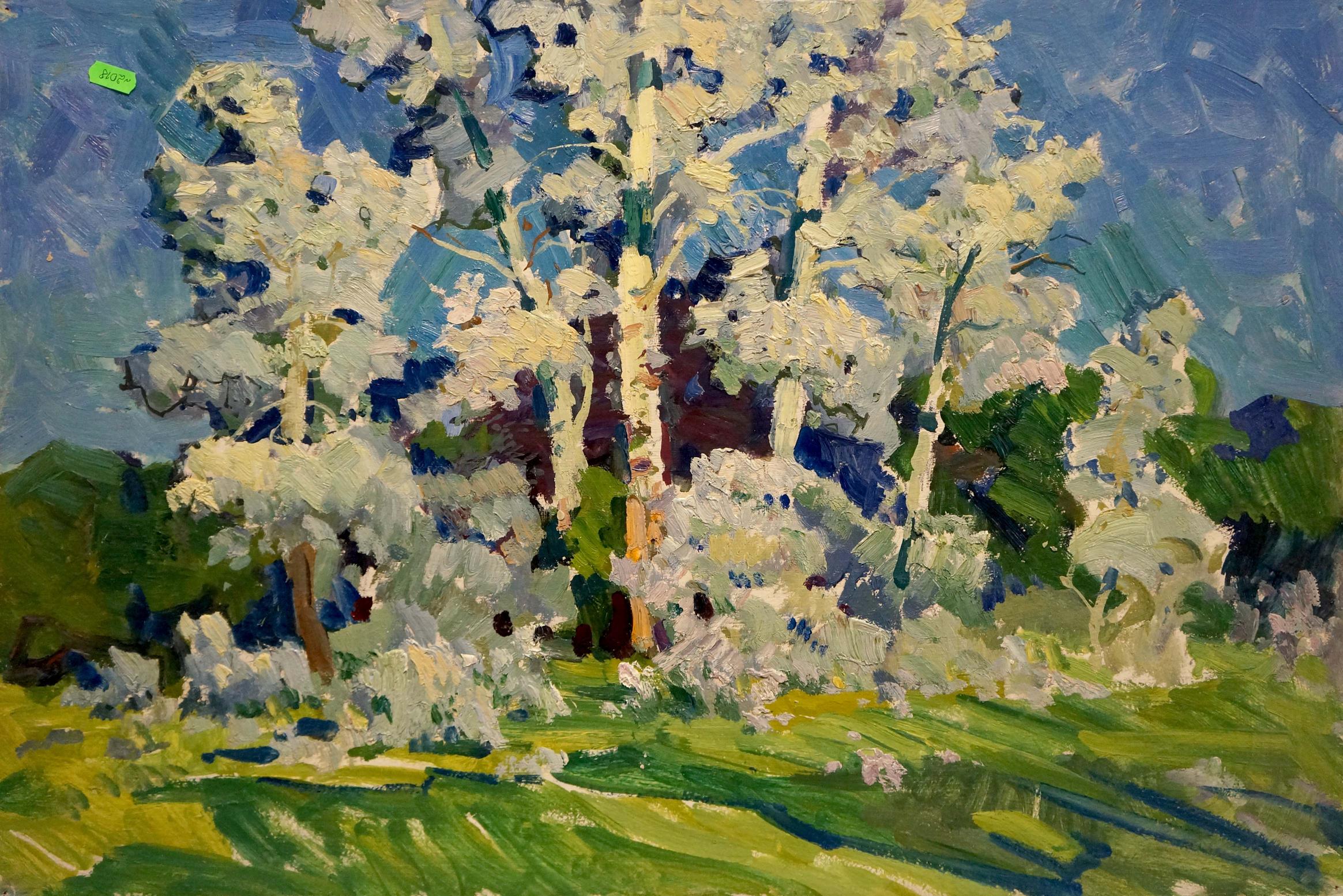 Oil painting The trees have blossomed Kolosovsky Georgy Sergeevich