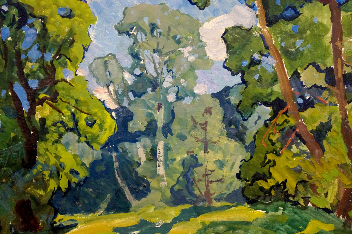 Oil artwork featuring a "Dense Forest" by Georgy Sergeevich Kolosovsky