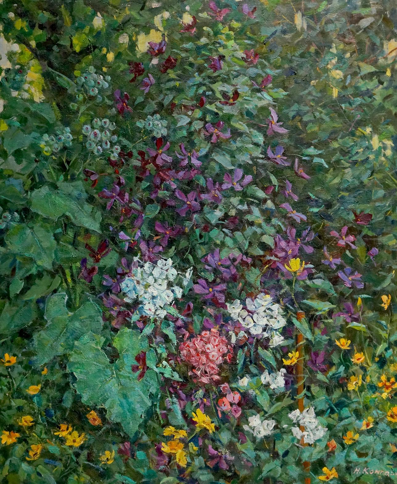 Oil painting Foliage blooms Kompaniyets-Kiyanchenko Nadezhda Dmitriyevna