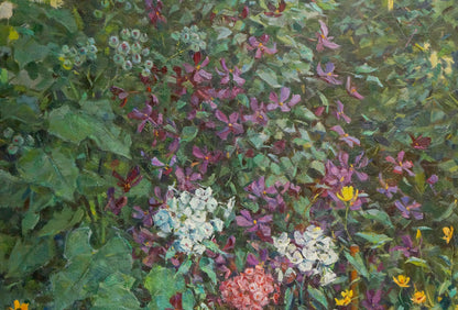 Oil painting Foliage blooms Kompaniyets-Kiyanchenko Nadezhda Dmitriyevna