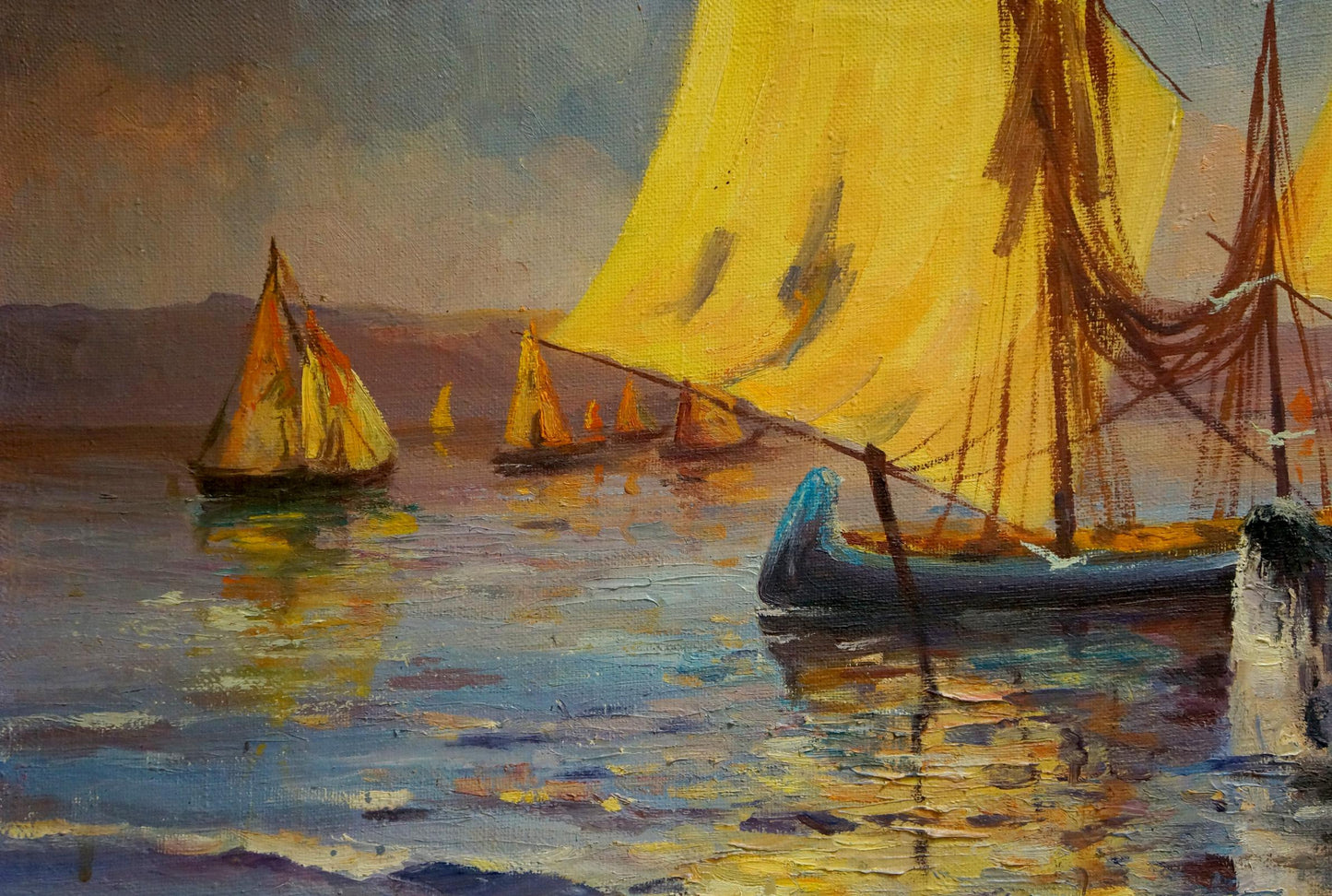 Oil painting Ship sailing Frolova T.