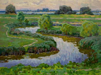 Oil painting In the Dnieper floodplain Ruban Grigory Savelievich