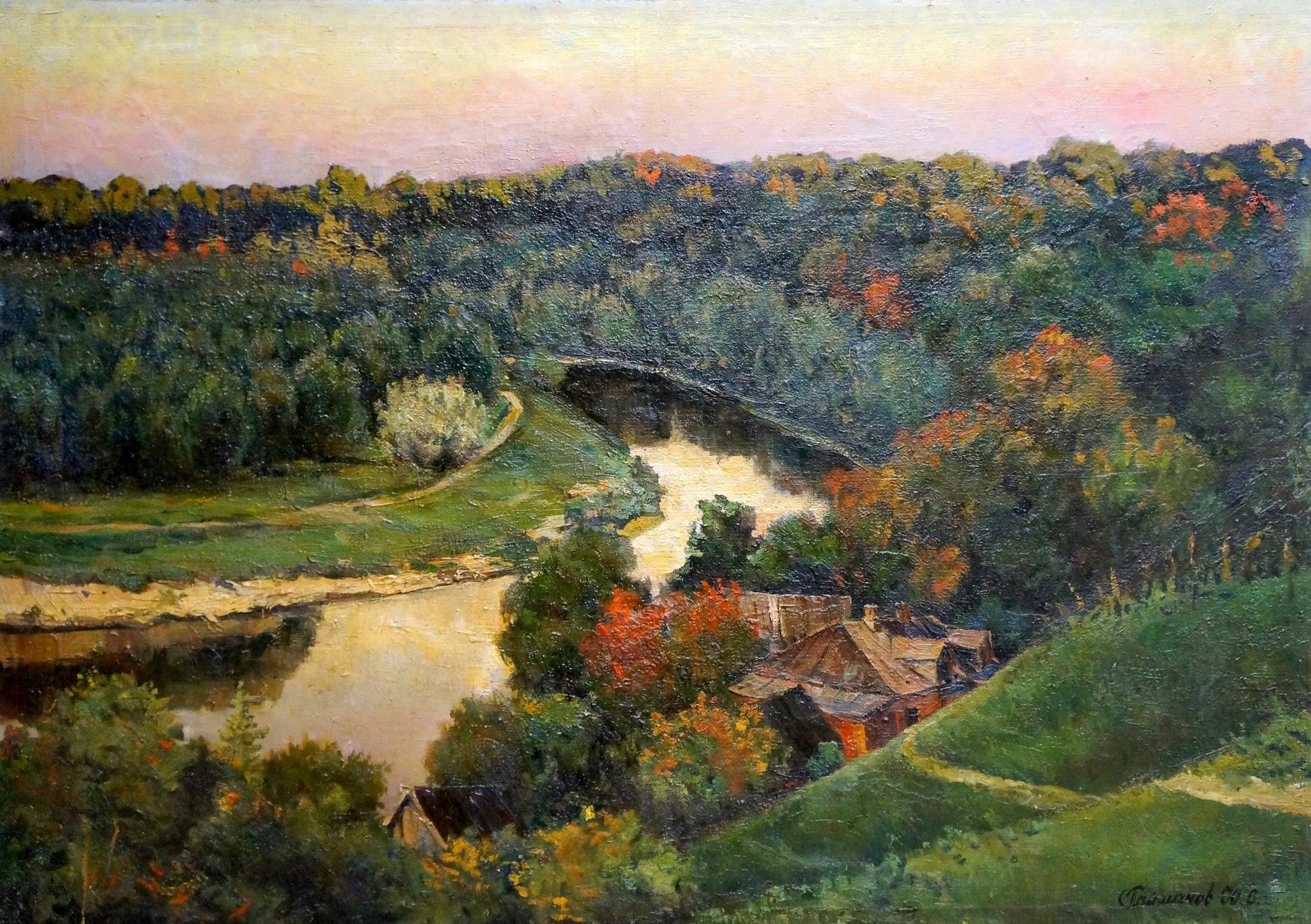 Landscape by Y. S. Poymanov, an oil painting portraying natural beauty.