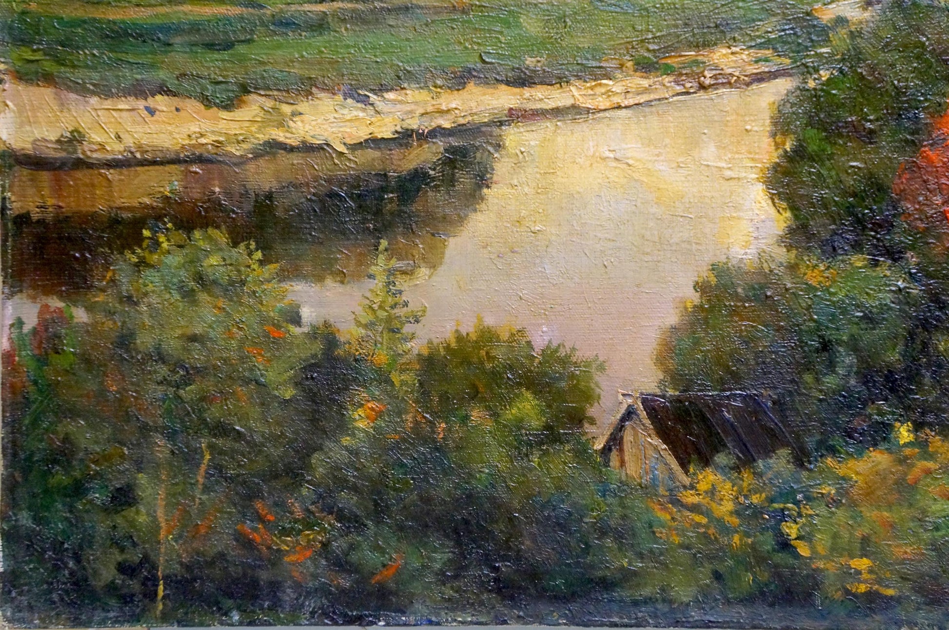Y. S. Poymanov's oil artwork, "Landscape," capturing scenic tranquility.