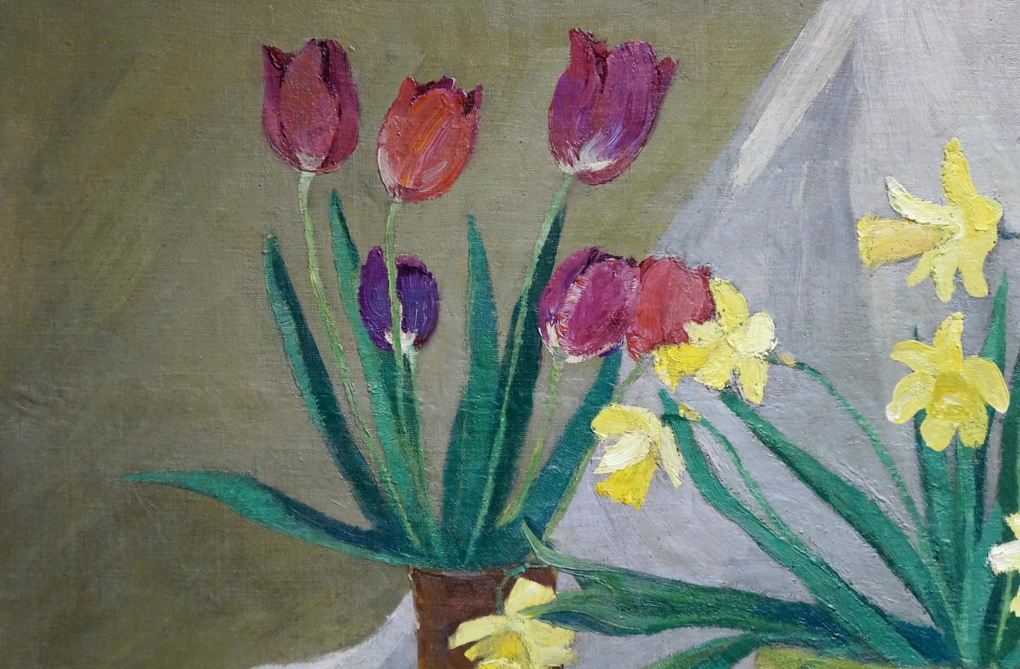 Oil painting Still life with spring gifts Unknown artist