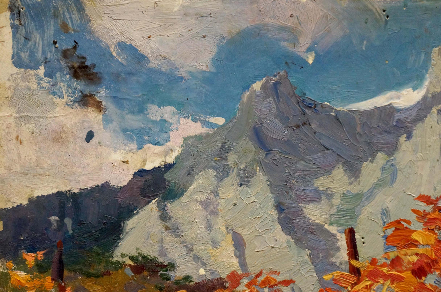 Oil painting Autumn mountain landscape Arkady Strelov