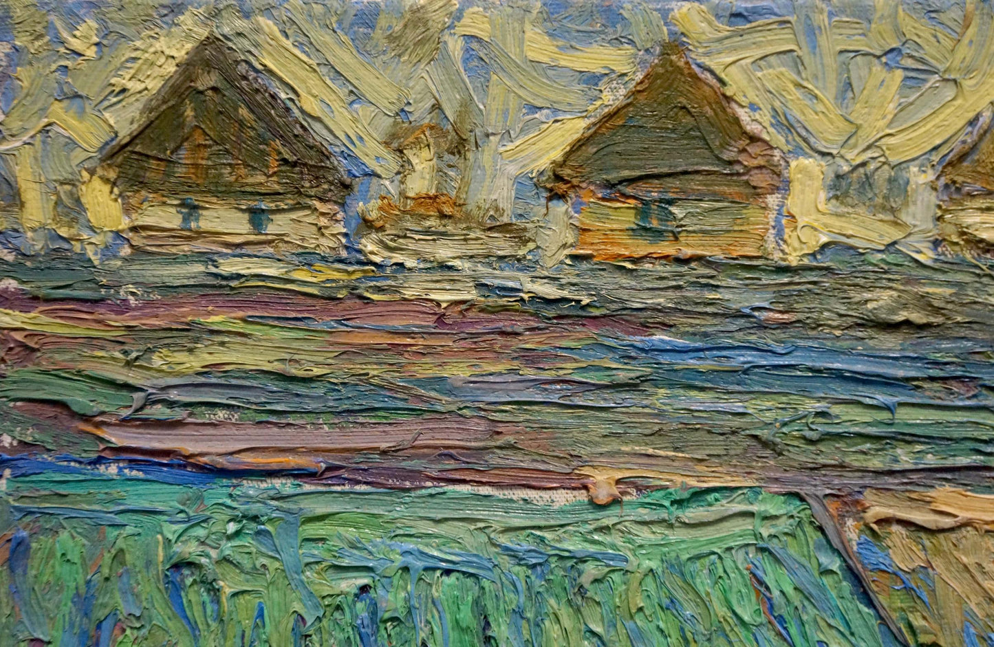 Abstract oil painting Village landscape Dupliy Sergey Alexandrovich