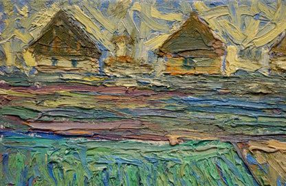 Abstract oil painting Village landscape Dupliy Sergey Alexandrovich