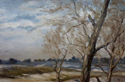 Oil painting Cloudy winter landscape Unknown artist
