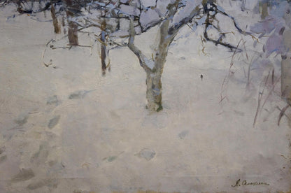 Oil painting Winter landscape Semykina Lyudmila Nikolaevna
