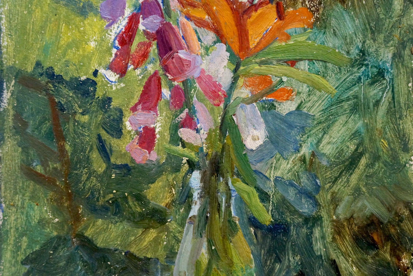 Oil painting Flowers in a bottle