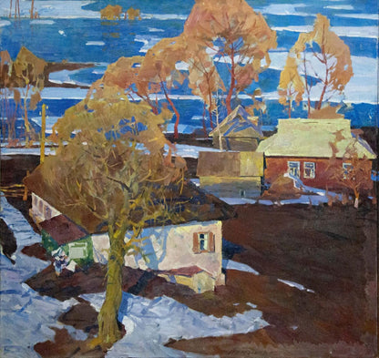 Oil painting Spring flood Lomykin Konstantin Matveevich