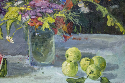 Oil painting Summer fruits and flowers Vladimir Zhugan