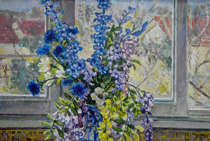 Oil painting Flowers by the window Alexander Stolyarenko