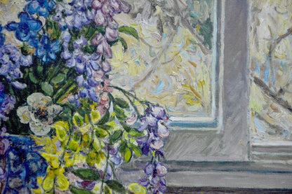 Oil painting Flowers by the window Alexander Stolyarenko