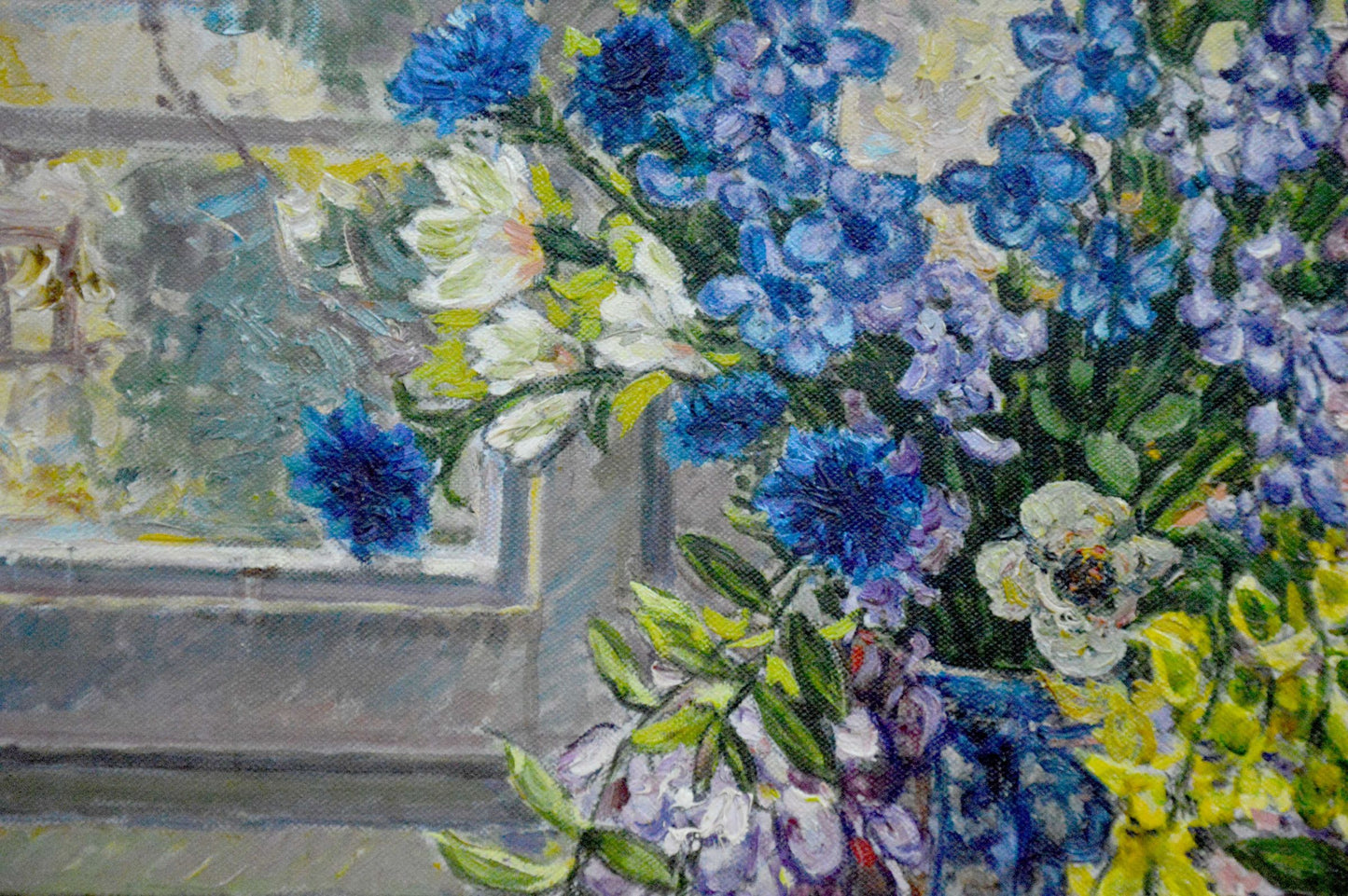 Oil painting Flowers by the window Alexander Stolyarenko