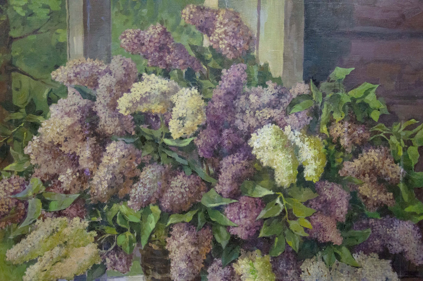 Oil painting Lilac near the window Unknown artist