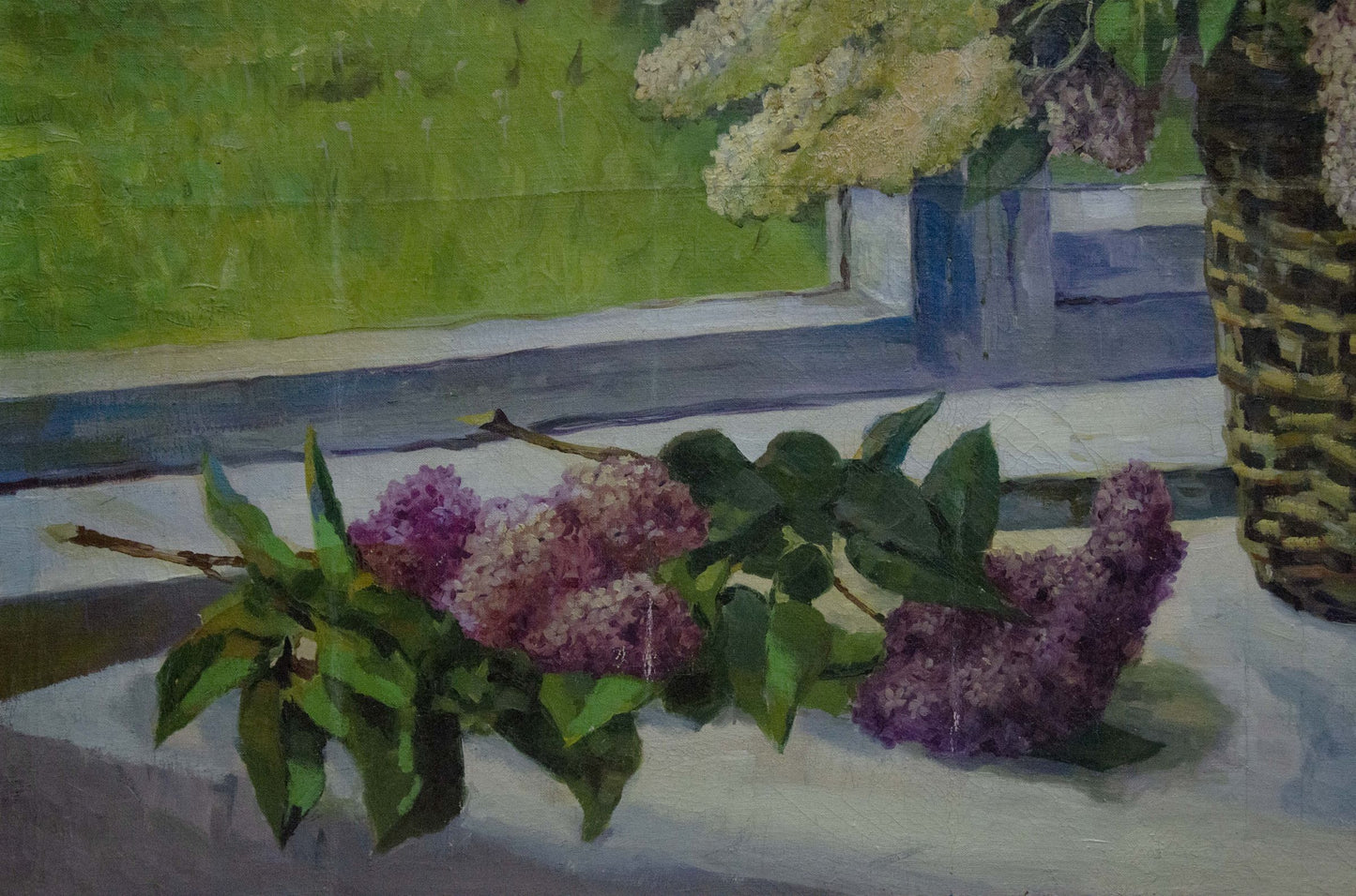 Oil painting Lilac near the window Unknown artist