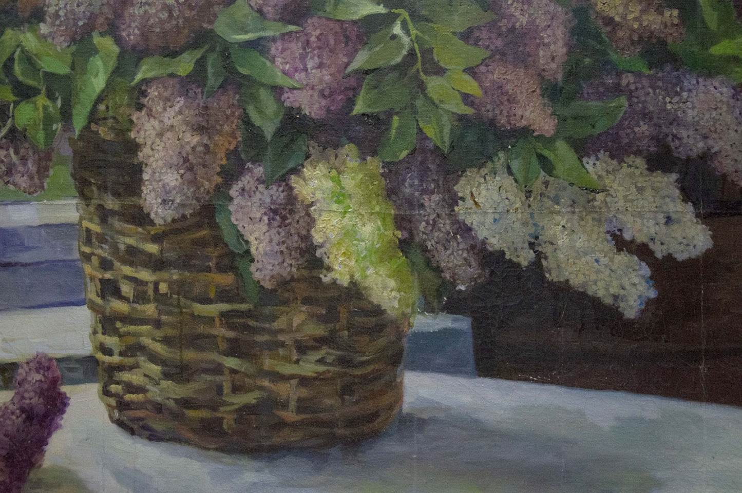 Oil painting Lilac near the window Unknown artist