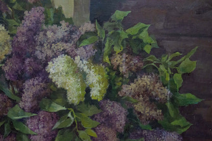 Oil painting Lilac near the window Unknown artist