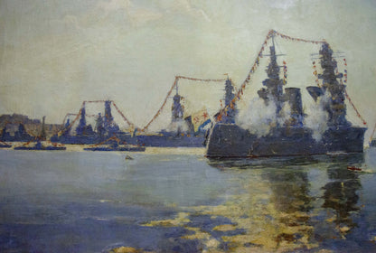 Oil painting Landscape with ships Vladimirov Sergey Sidorovich