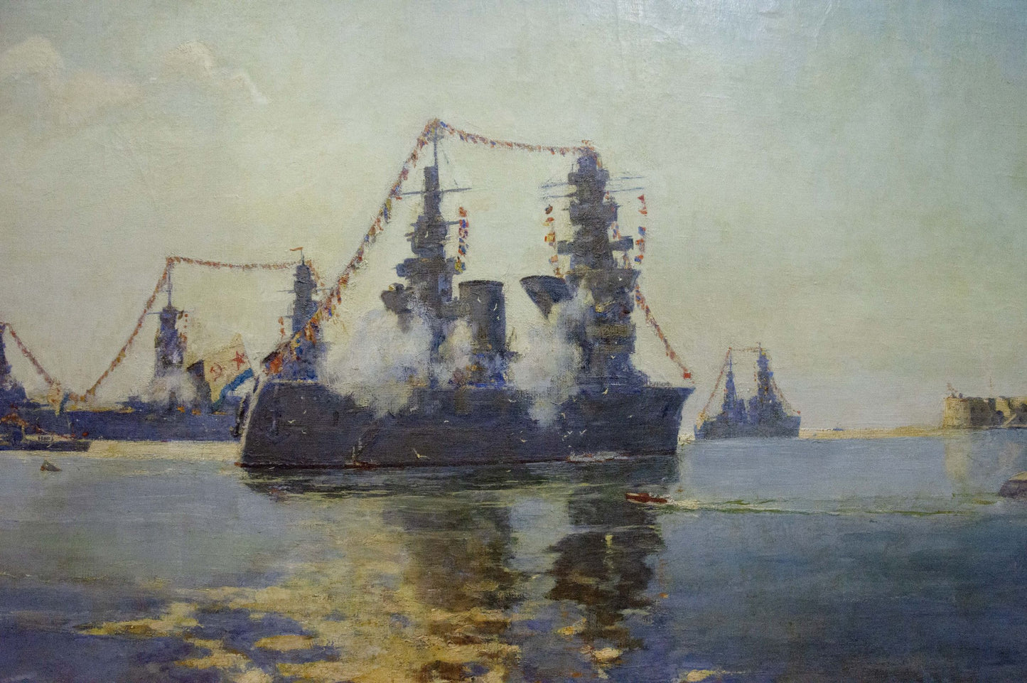 Oil painting Landscape with ships Vladimirov Sergey Sidorovich