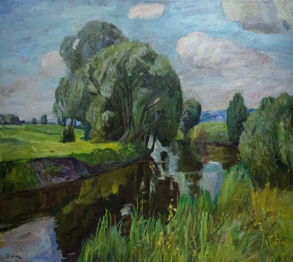 Oil painting River landscape Kozik Victor Georgievich