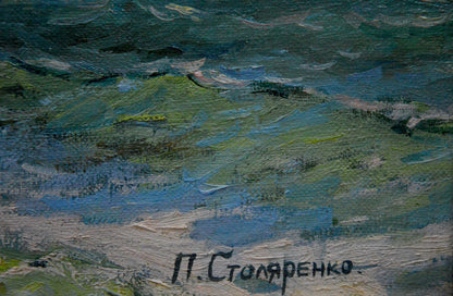 Oil painting Port landscape Peter Kuzmich Stolyarenko