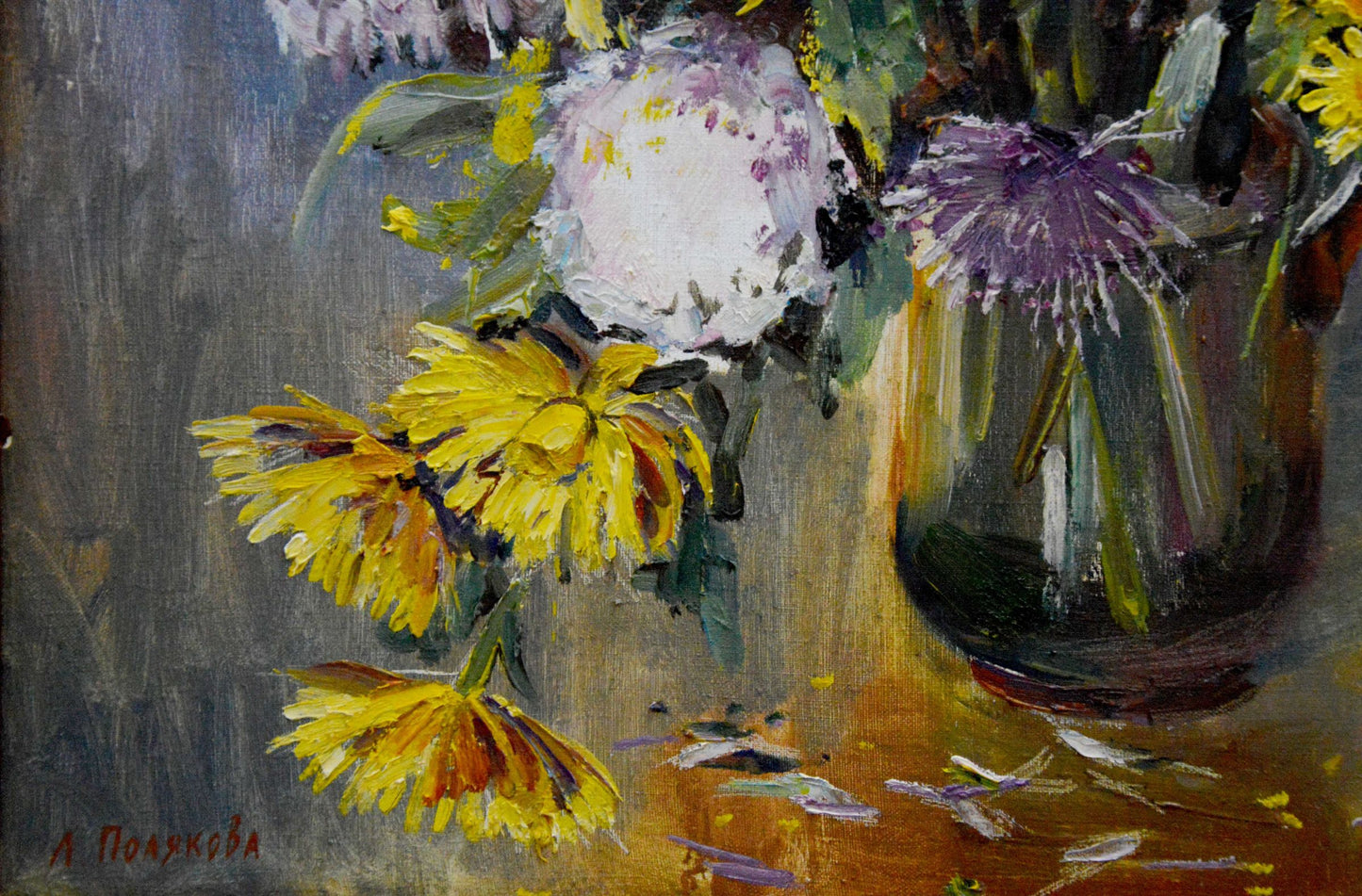 Oil painting Chrysanthemums Polyakova Lyudmila Valentinovna