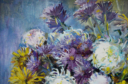 Oil painting Chrysanthemums Polyakova Lyudmila Valentinovna