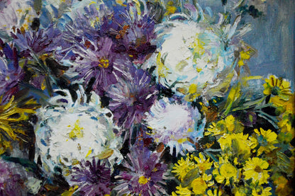 Oil painting Chrysanthemums Polyakova Lyudmila Valentinovna