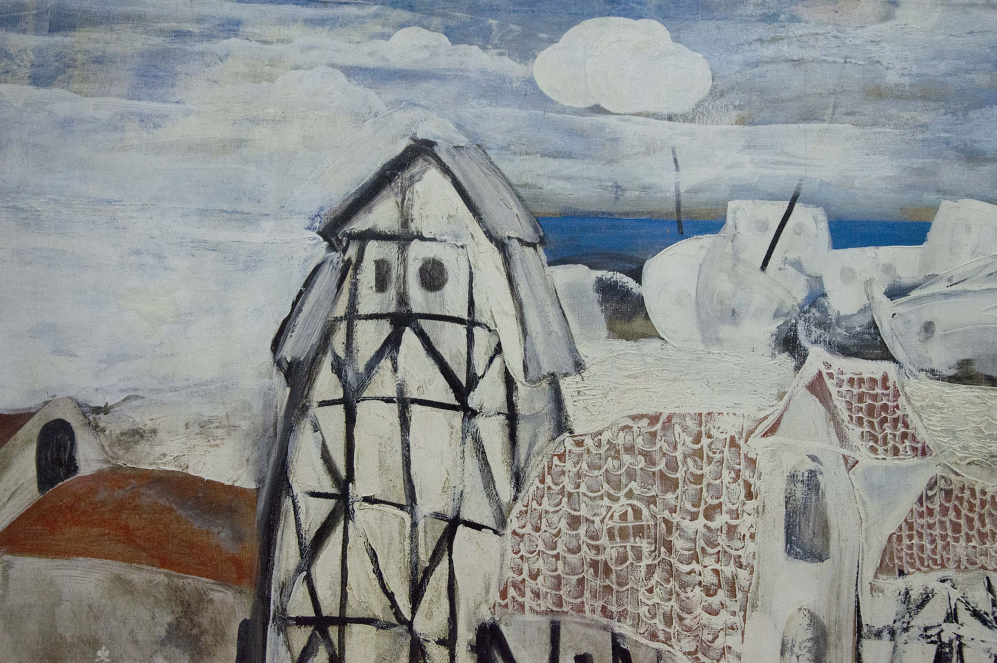 Abstract oil painting House by the shore Zebek Nelli Petrovna