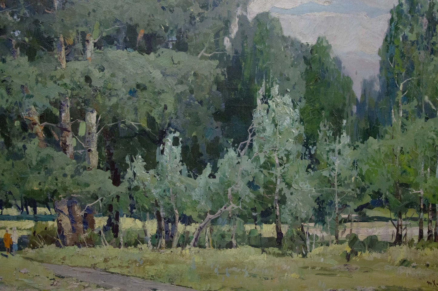 Oil painting Walk through the woods