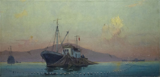 Oil painting Ship Peter Kuzmich Stolyarenko