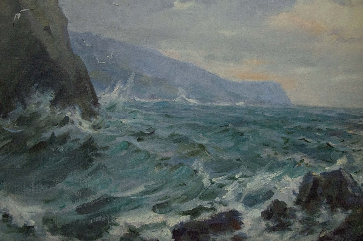 Oil painting Sea cloudy landscape Sergey Basov