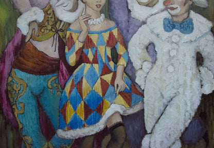 Oil painting Portrait of clowns Melnikov Vladimir Nikolaevich