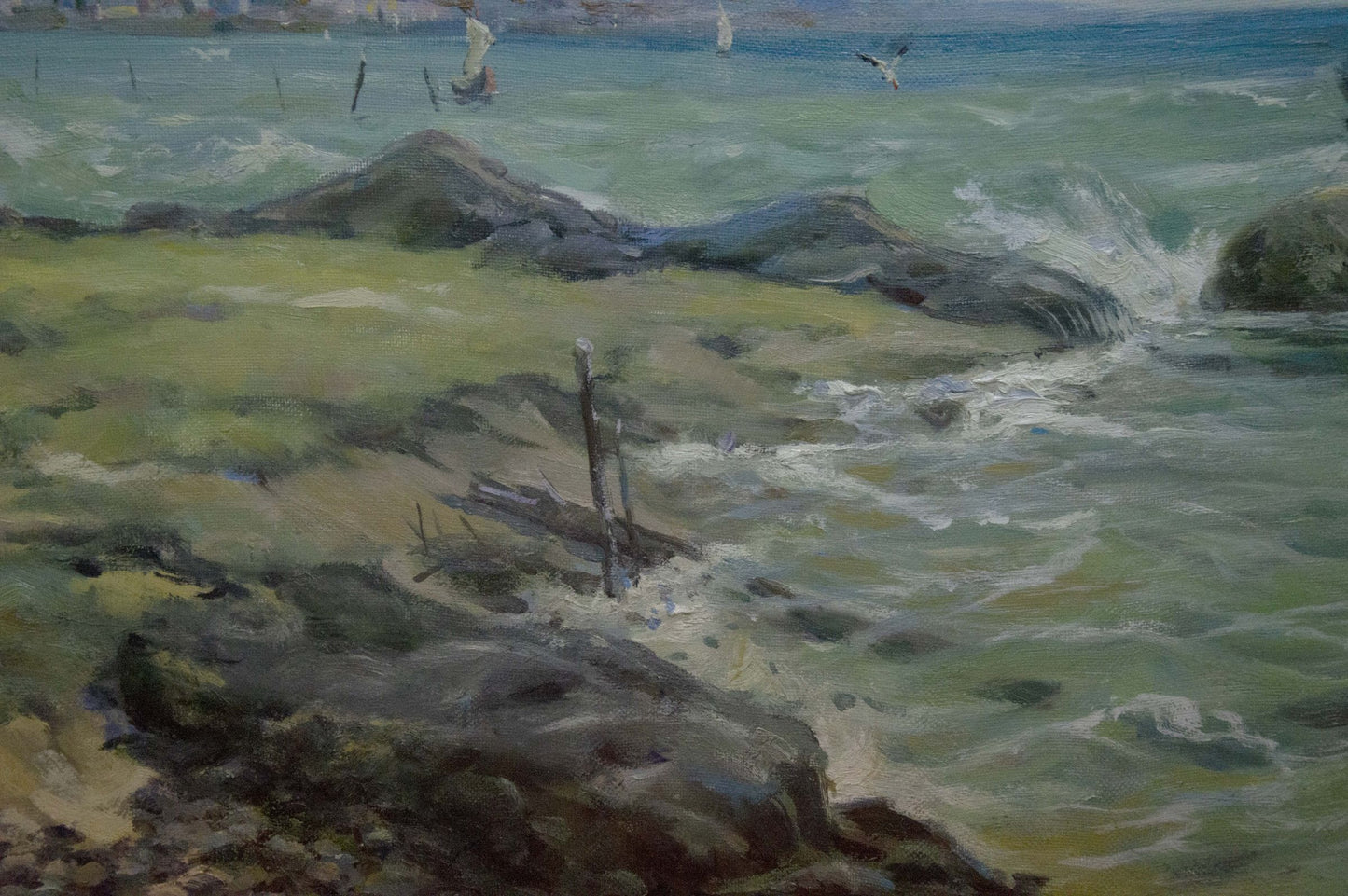 The oil painting "Seaside Serenity" by Victor Nikolaevich Shkurinsky.