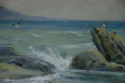 Oil rendition of "Seashore Views" by Victor Nikolaevich Shkurinsky.