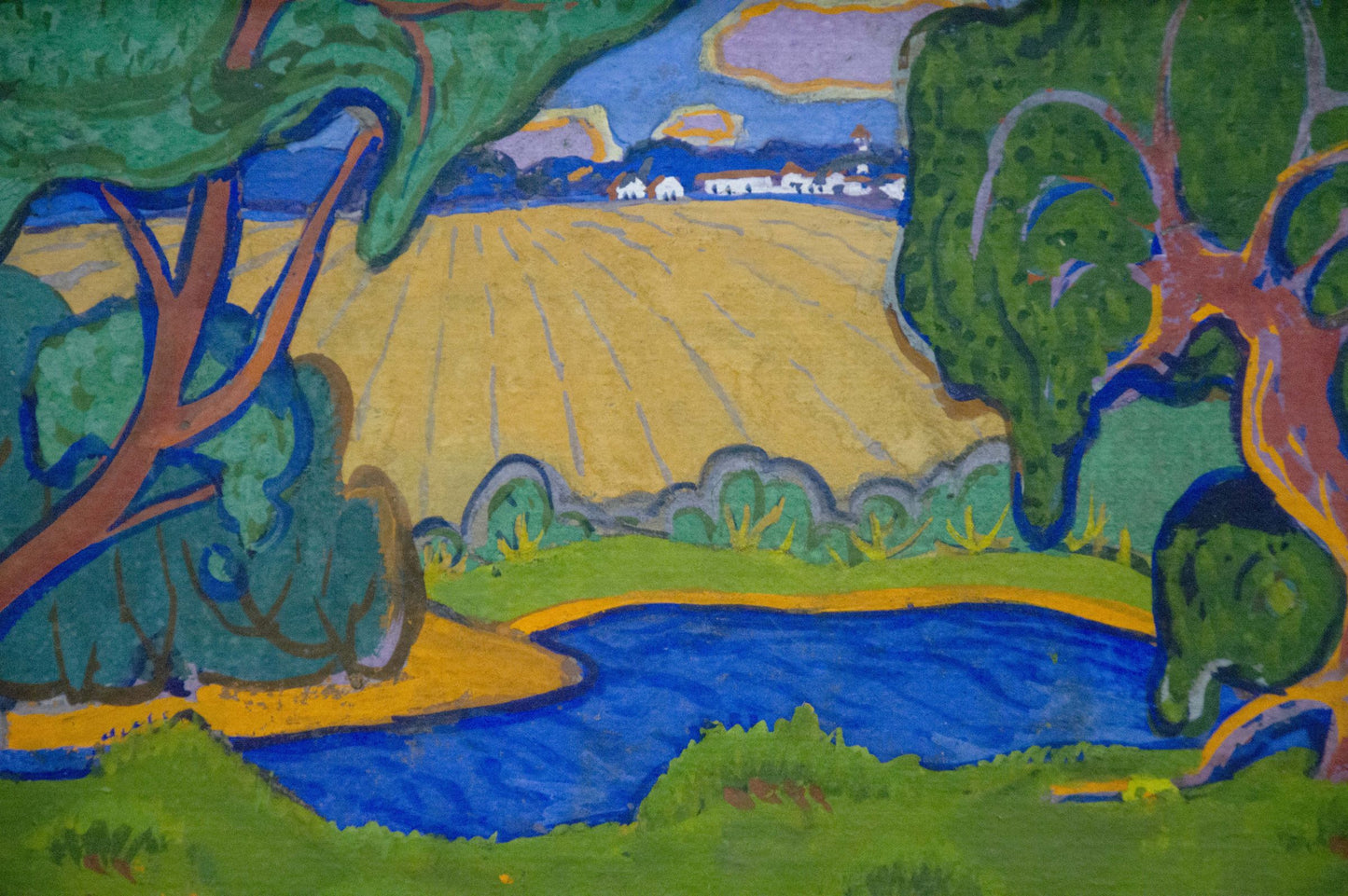 Oil painting Summer landscape with lake Georgy Kolosovsky