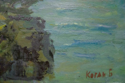 Oil painting City near the sea Kogan Boris Matveevich